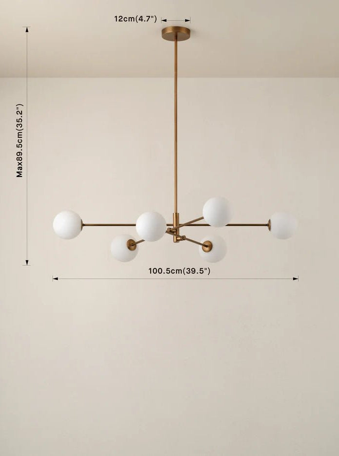 Chelso - 6 Light Aged Brass And Opal Pendant - Ceiling Lights Lights&Lamps Loom Collection Dubai