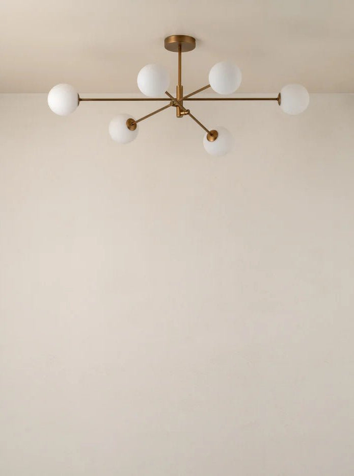 Chelso - 6 Light Aged Brass And Opal Pendant - Ceiling Lights Lights&Lamps Loom Collection Dubai