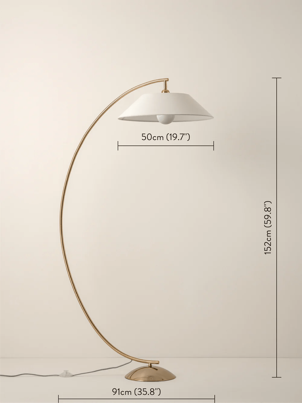Circo - 1 Light Arc Brass And Natural Linen Floor Lamp