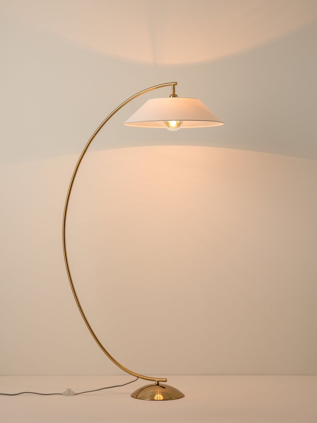 Circo - 1 Light Arc Brass And Natural Linen Floor Lamp