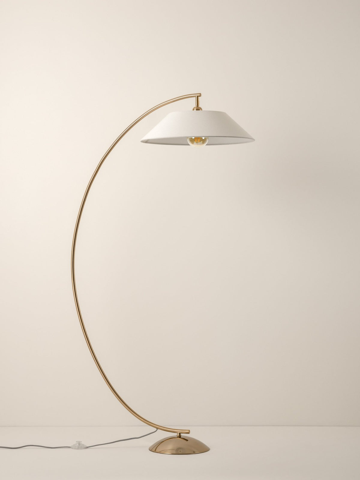 Circo - 1 Light Arc Brass And Natural Linen Floor Lamp