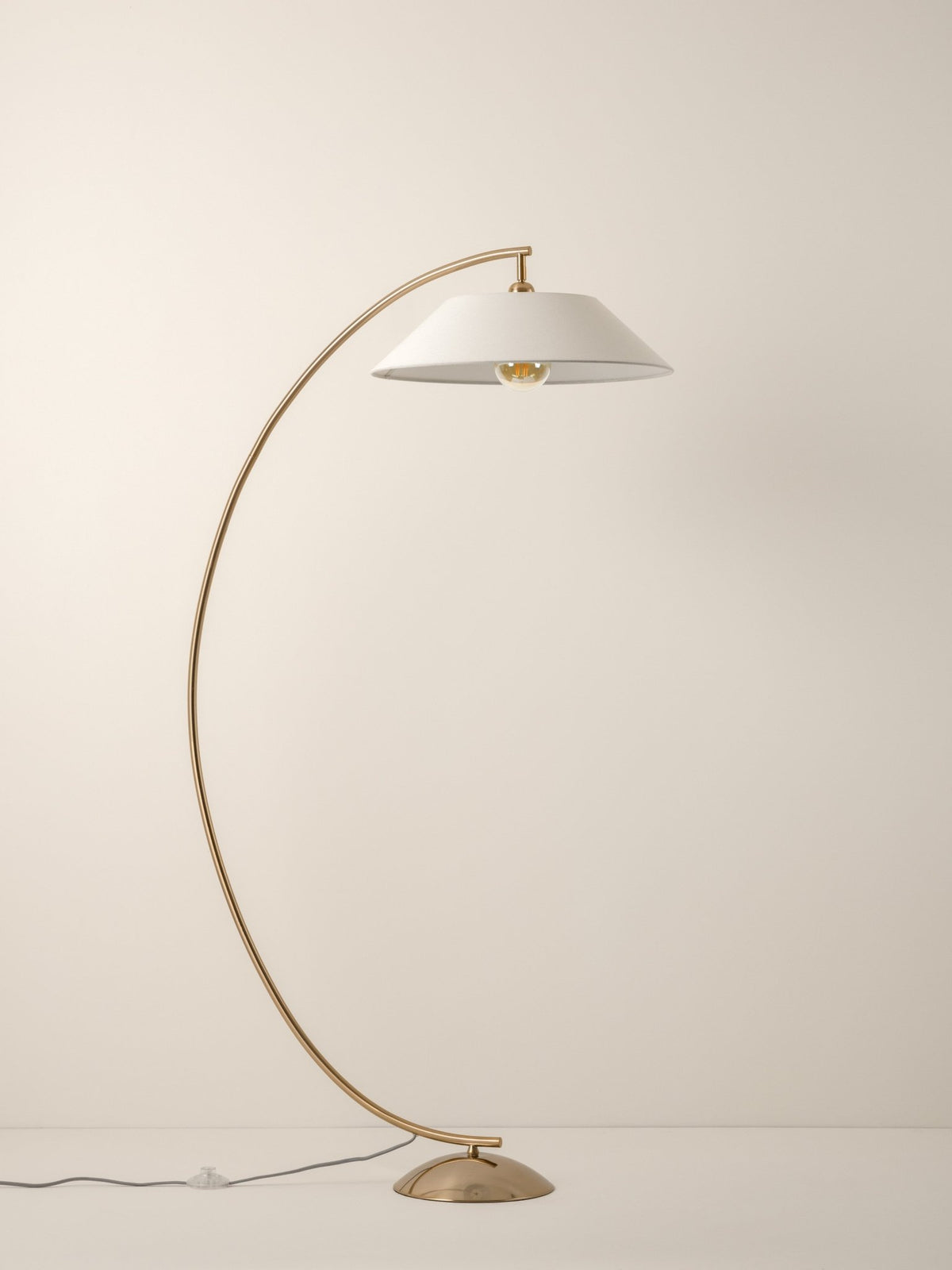Circo - 1 Light Arc Brass And Natural Linen Floor Lamp