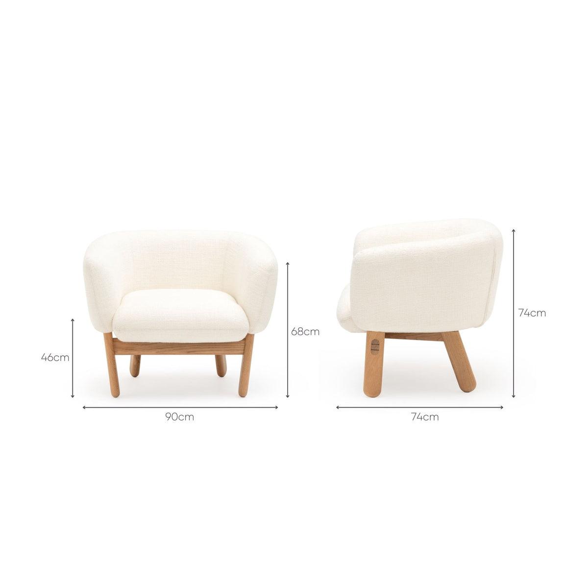 Copal Chair - Light Oak & Cobbler Panna Cotta - Accent Chairs Tolv Loom Collection Dubai