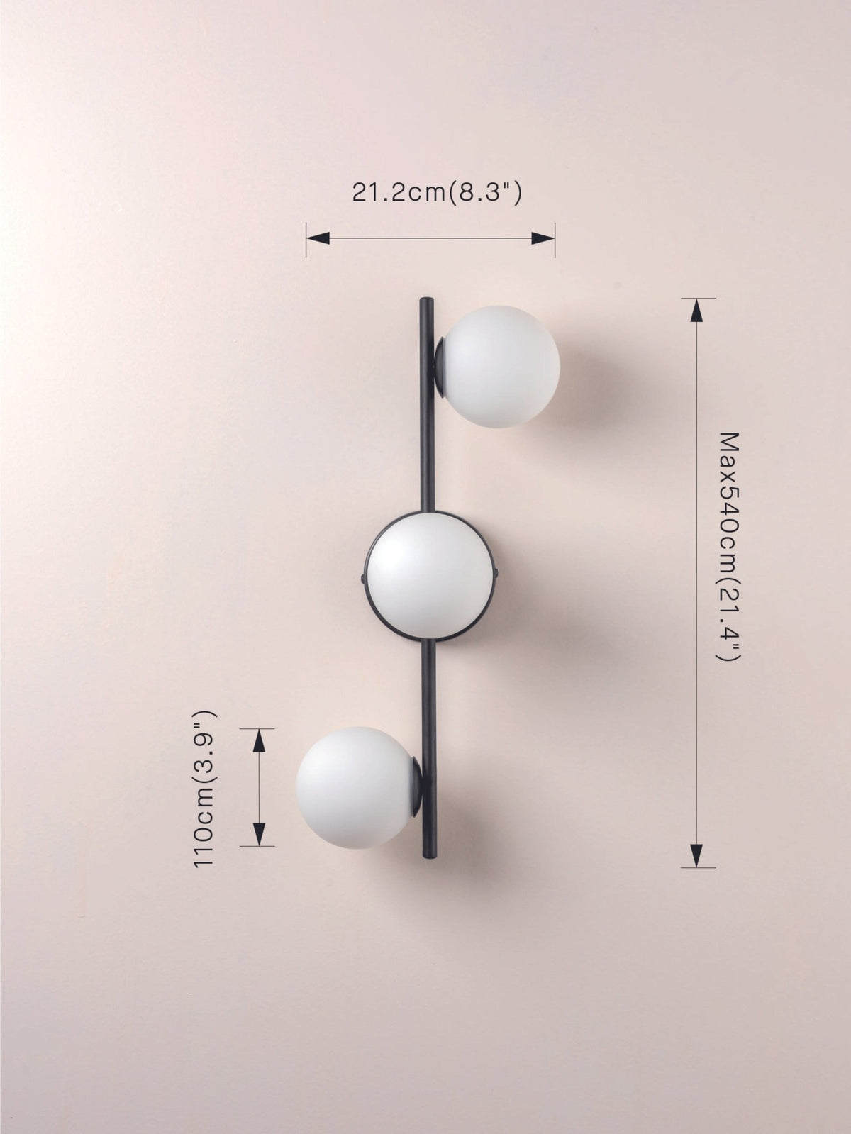 Coro - 3 Light Black And Opal Ceiling Or Wall