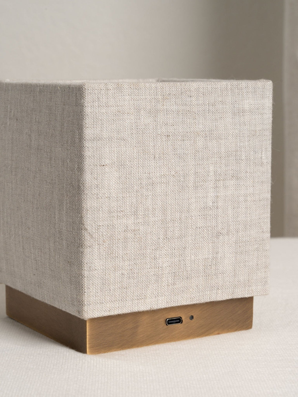 Cube - Aged Brass And Linen Rechargeable Table Lamp