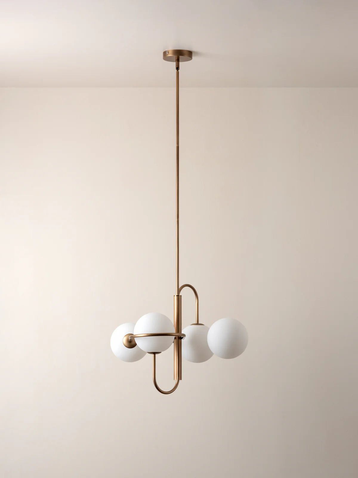 Decora - 4 Light Aged Brass & Opal Pendant