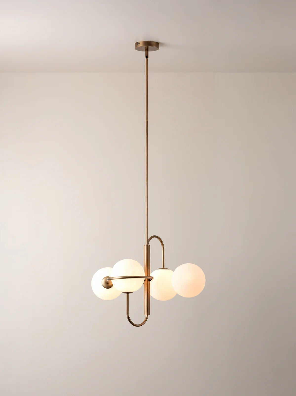 Decora - 4 Light Aged Brass & Opal Pendant