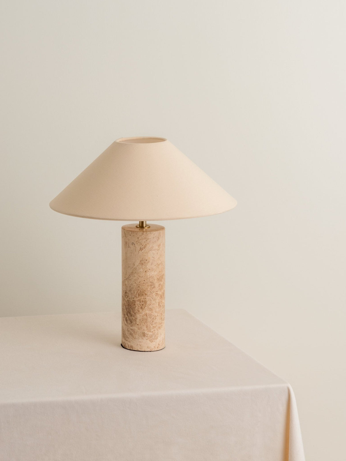 Denari - 1 Light Small Brown Marble Cylinder Table Lamp.