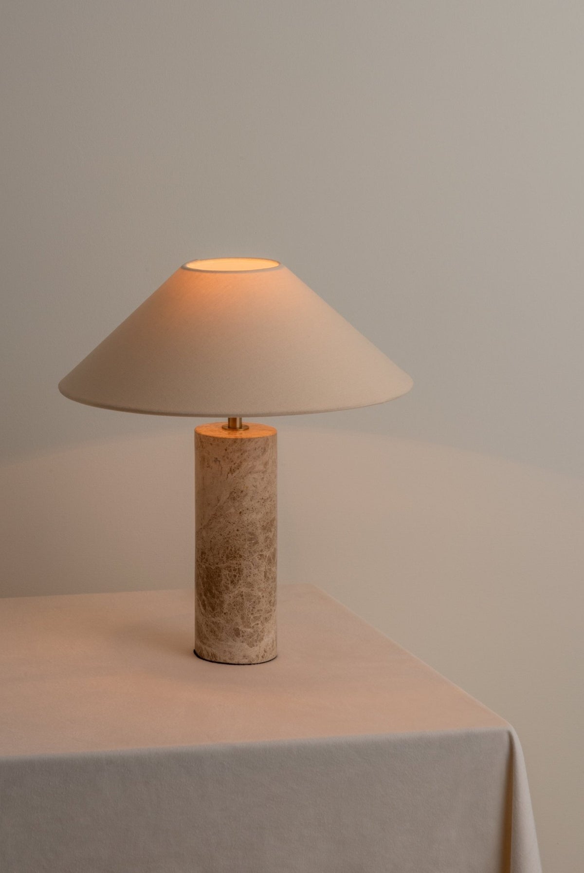 Denari - 1 Light Small Brown Marble Cylinder Table Lamp.