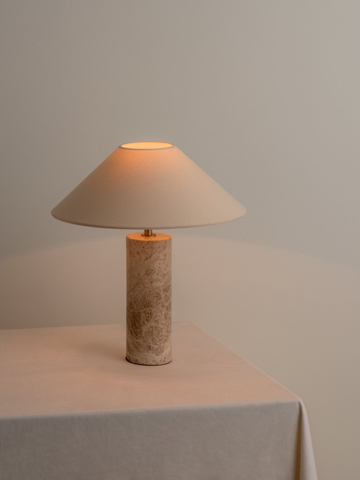 Denari - 1 Light Small Brown Marble Cylinder Table Lamp.