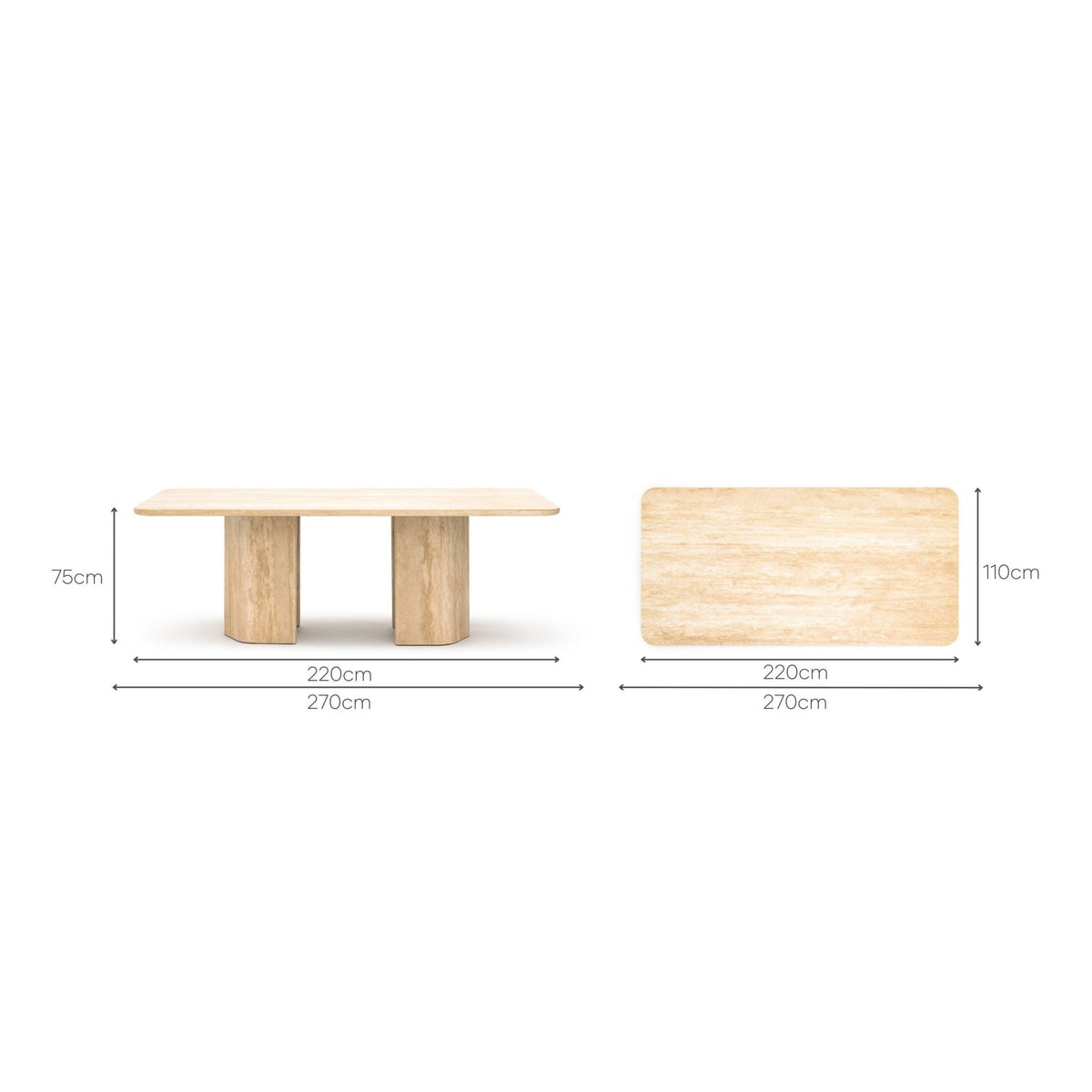 Dune Dining Table - Travertine - Rectangular Dining Tables Loom Collection Loom Collection Dubai