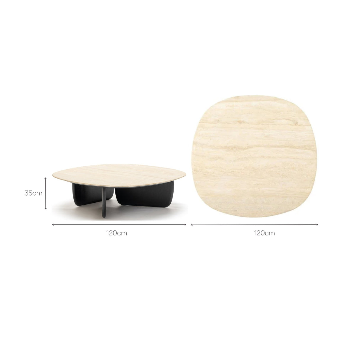 Eden Coffee Table 120 - Black Oak & Travertine - Coffee Tables Tolv Loom Collection Dubai