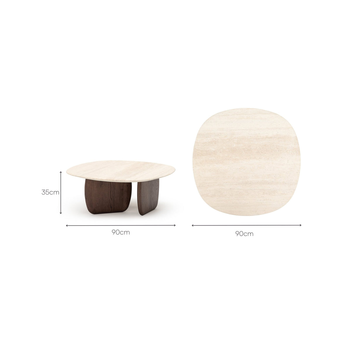 Eden Coffee Table 90 - Espresso Oak & Travertine