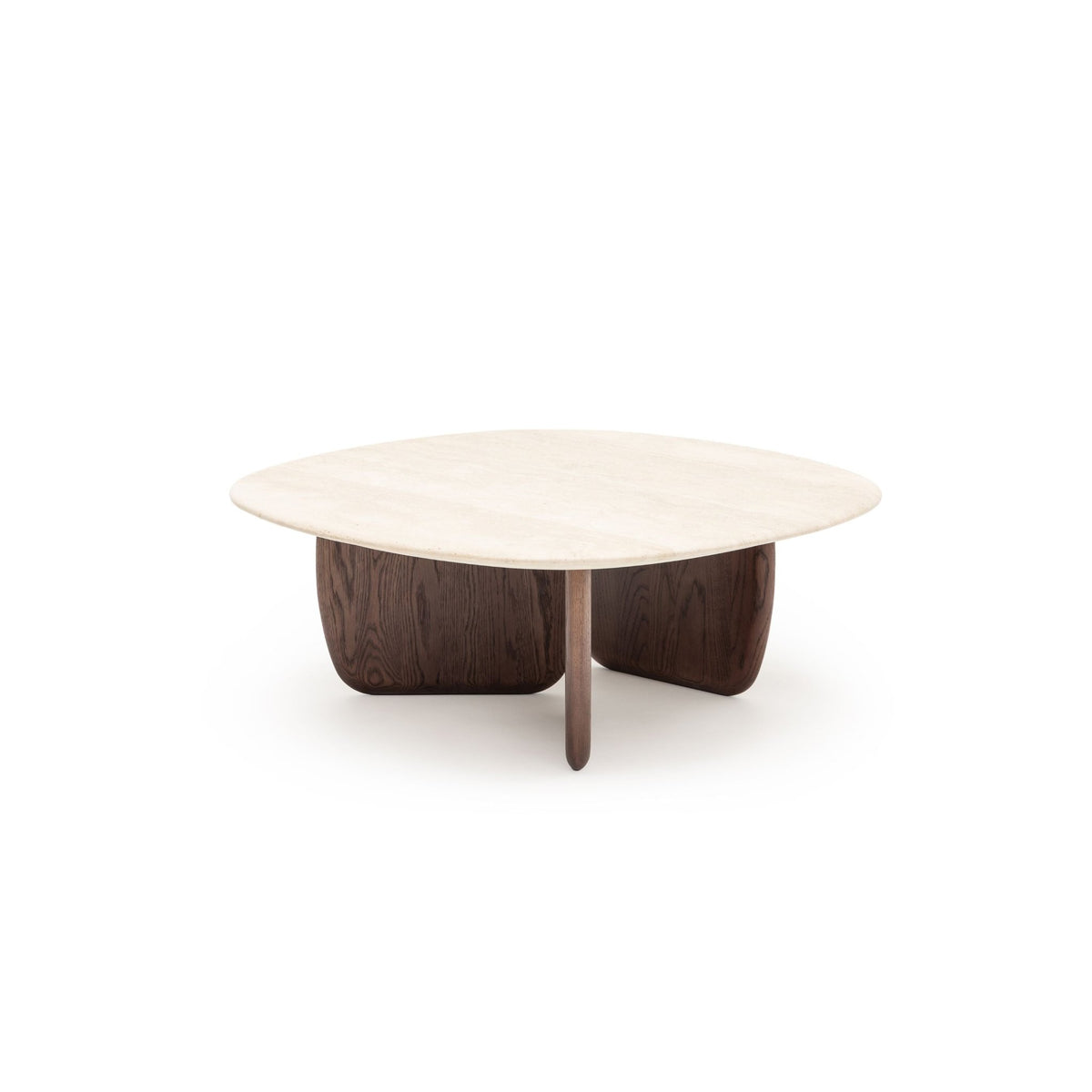 Eden Coffee Table 90 - Espresso Oak & Travertine - Coffee Tables Tolv Loom Collection Dubai