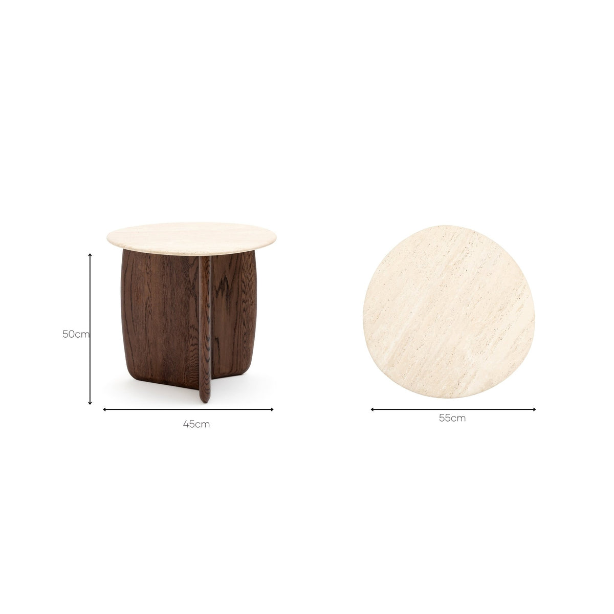 Eden Side Table - Espresso Oak & Travertine