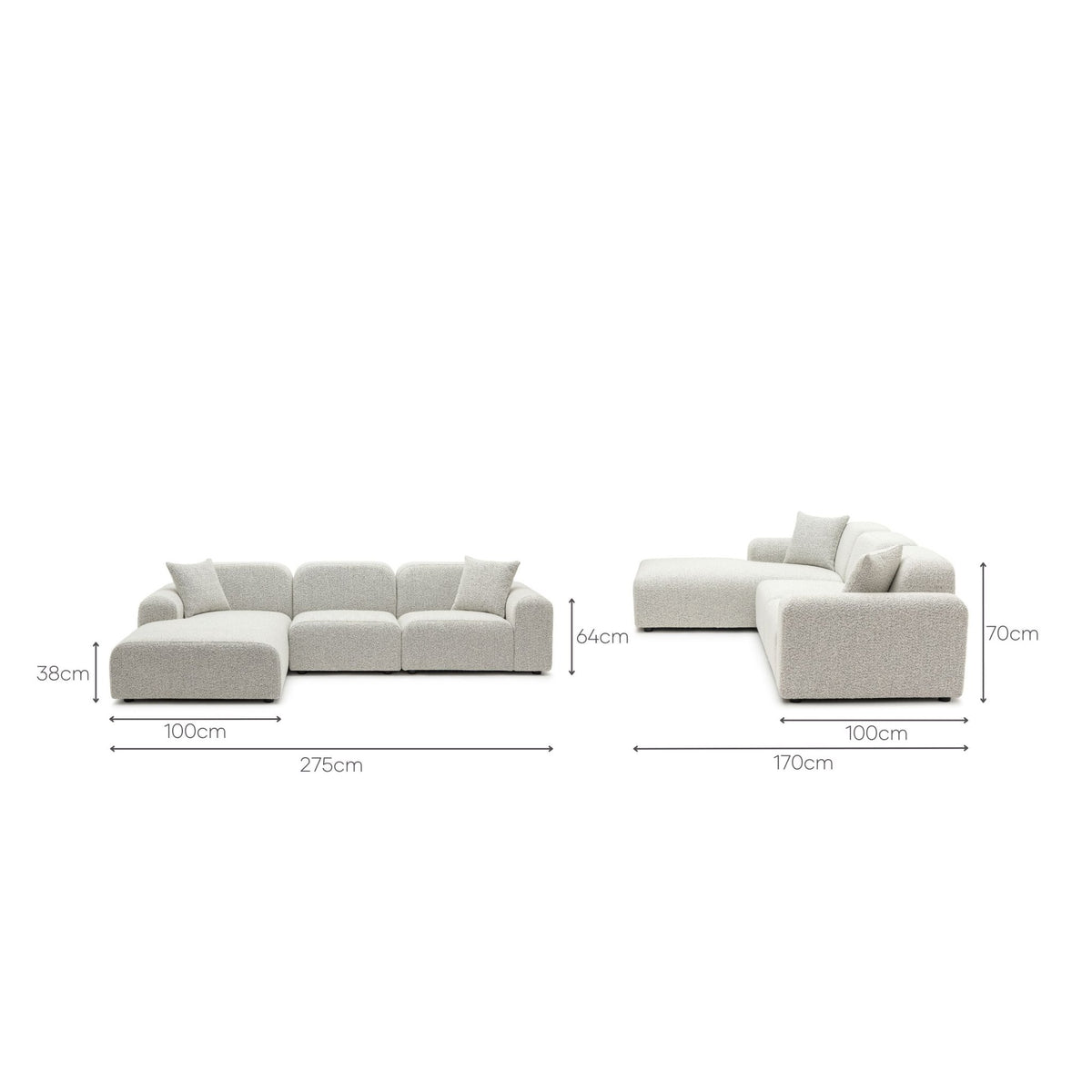 Ellery Sofa - Salt & Pepper - Modular Sofas Loom Collection Loom Collection Dubai
