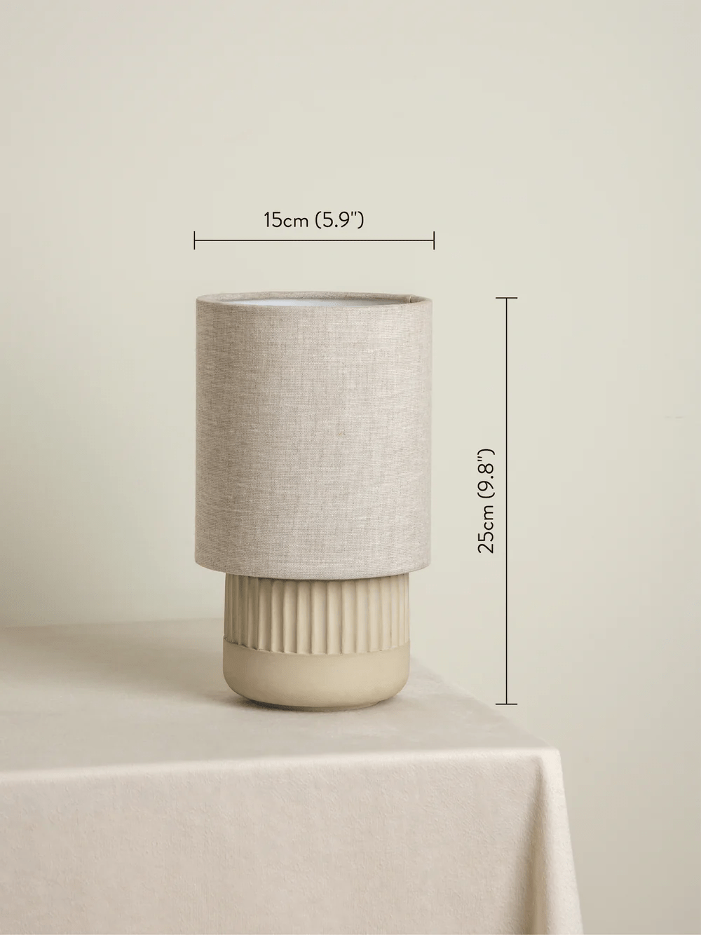Enza Small Warm White Ribbed Concrete Table Lamp
