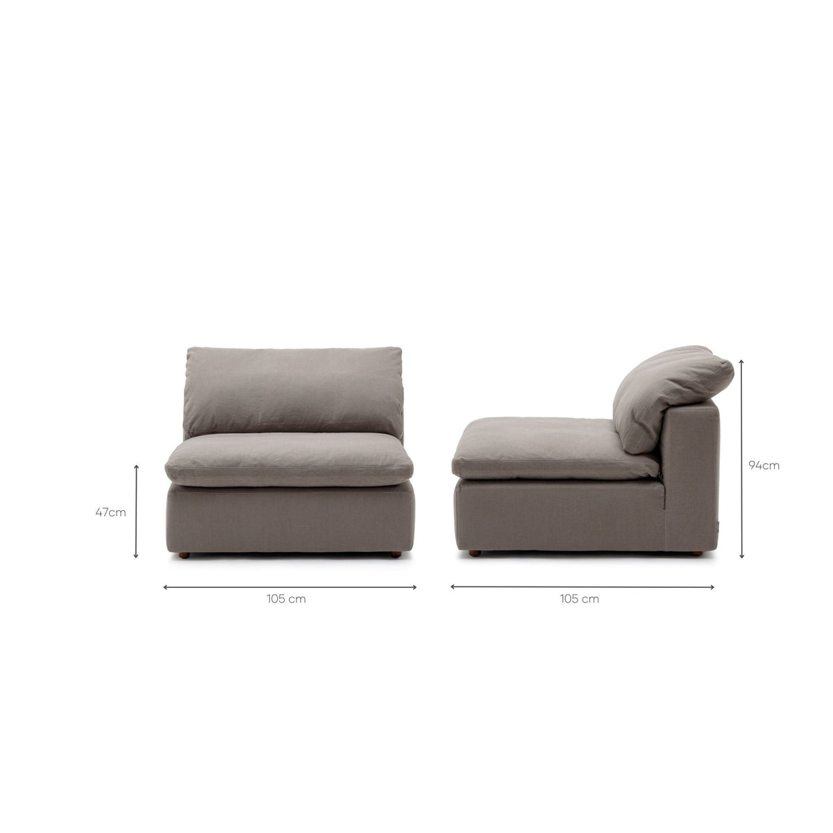 Feather Cloud Armless - Mineral - Modular Sofas Loom Collection Loom Collection Dubai