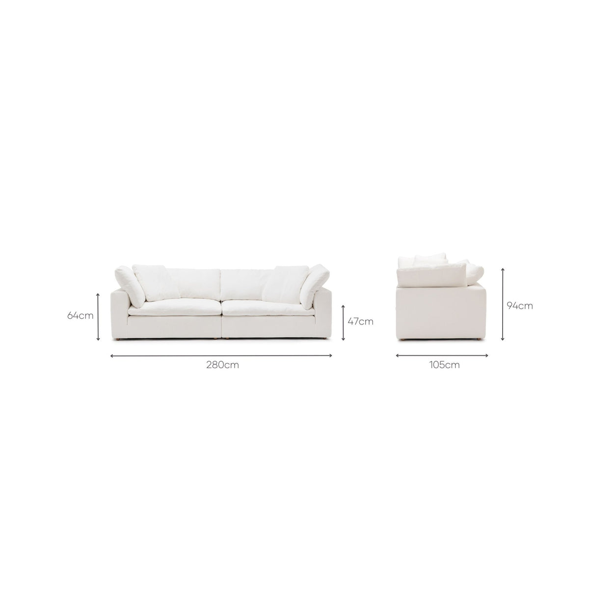Feather Cloud Daybed Sofa - Off White - Modular Sofas Loom Collection Loom Collection Dubai