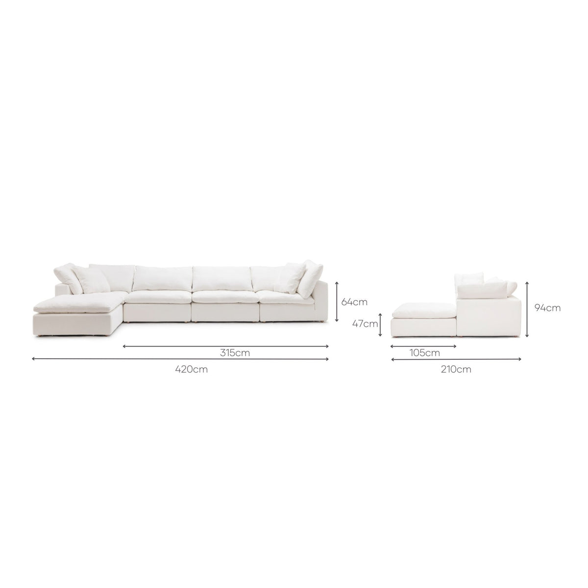 Feather Cloud Sofa - Off White - Modular Sofas Loom Collection Loom Collection Dubai