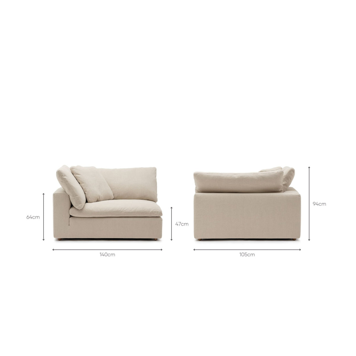 Feather Cloud XL Left Arm - Natural - Modular Sofas Loom Collection Loom Collection Dubai