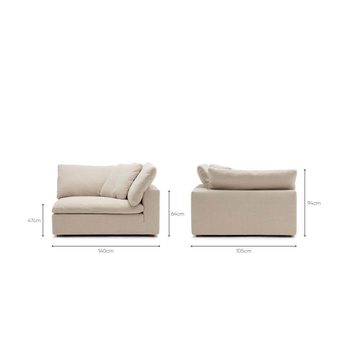 Feather Cloud XL Right Arm - Natural - Modular Sofas Loom Collection Loom Collection Dubai