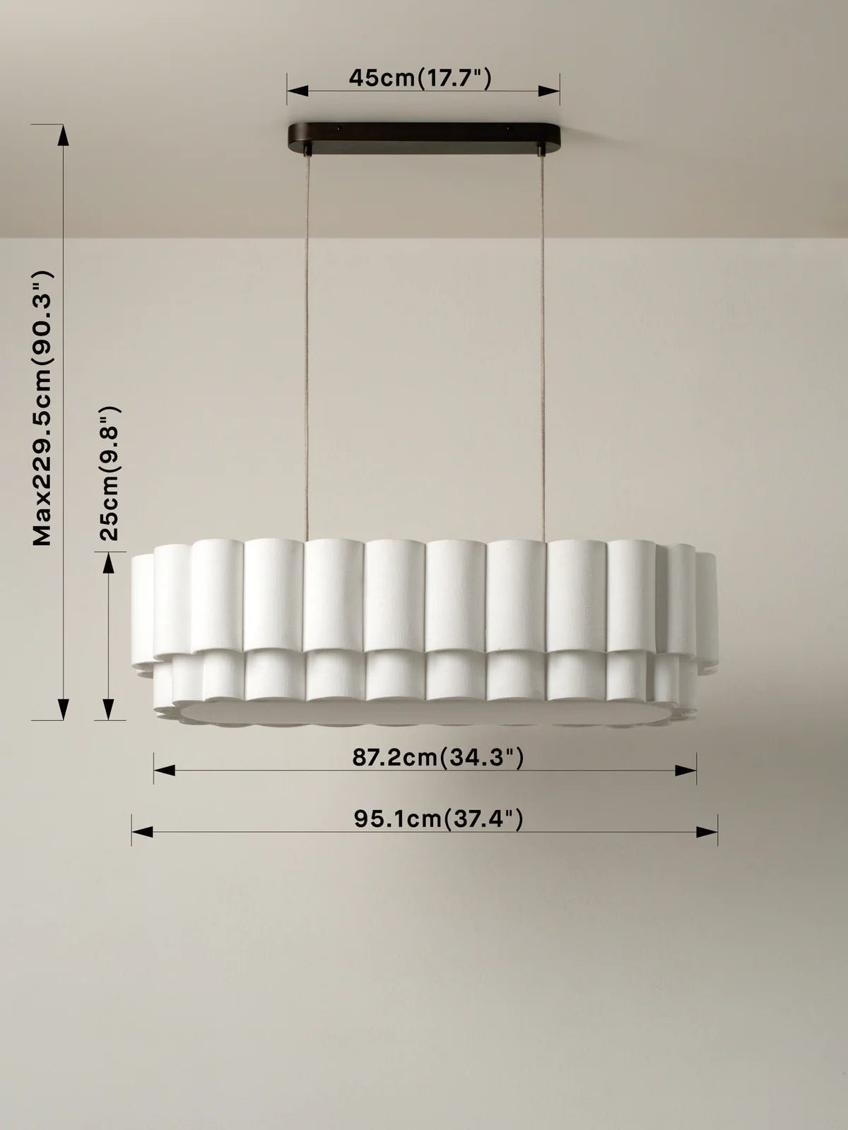 Folia - Oval Scalloped Natural Linen Pendant - Ceiling Lights Lights&Lamps Loom Collection Dubai