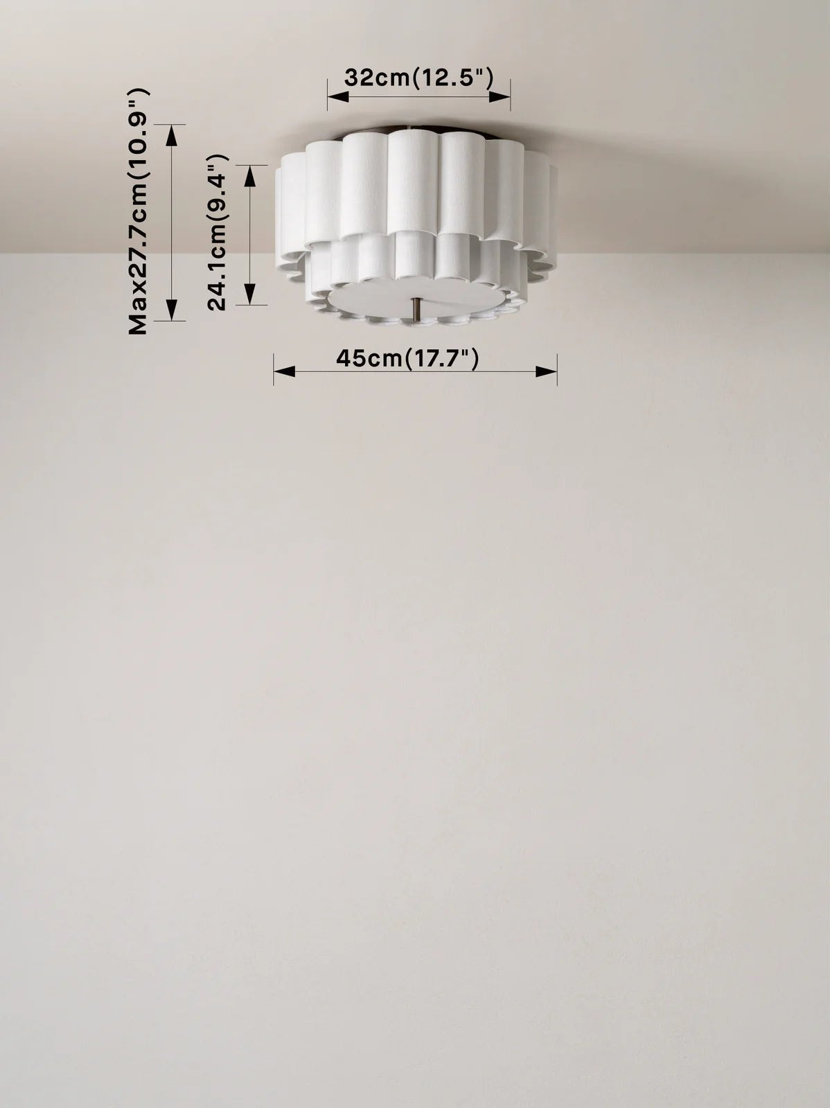 Folia - Scalloped Natural Linen Flush Pendant - Ceiling Lights Lights&Lamps Loom Collection Dubai