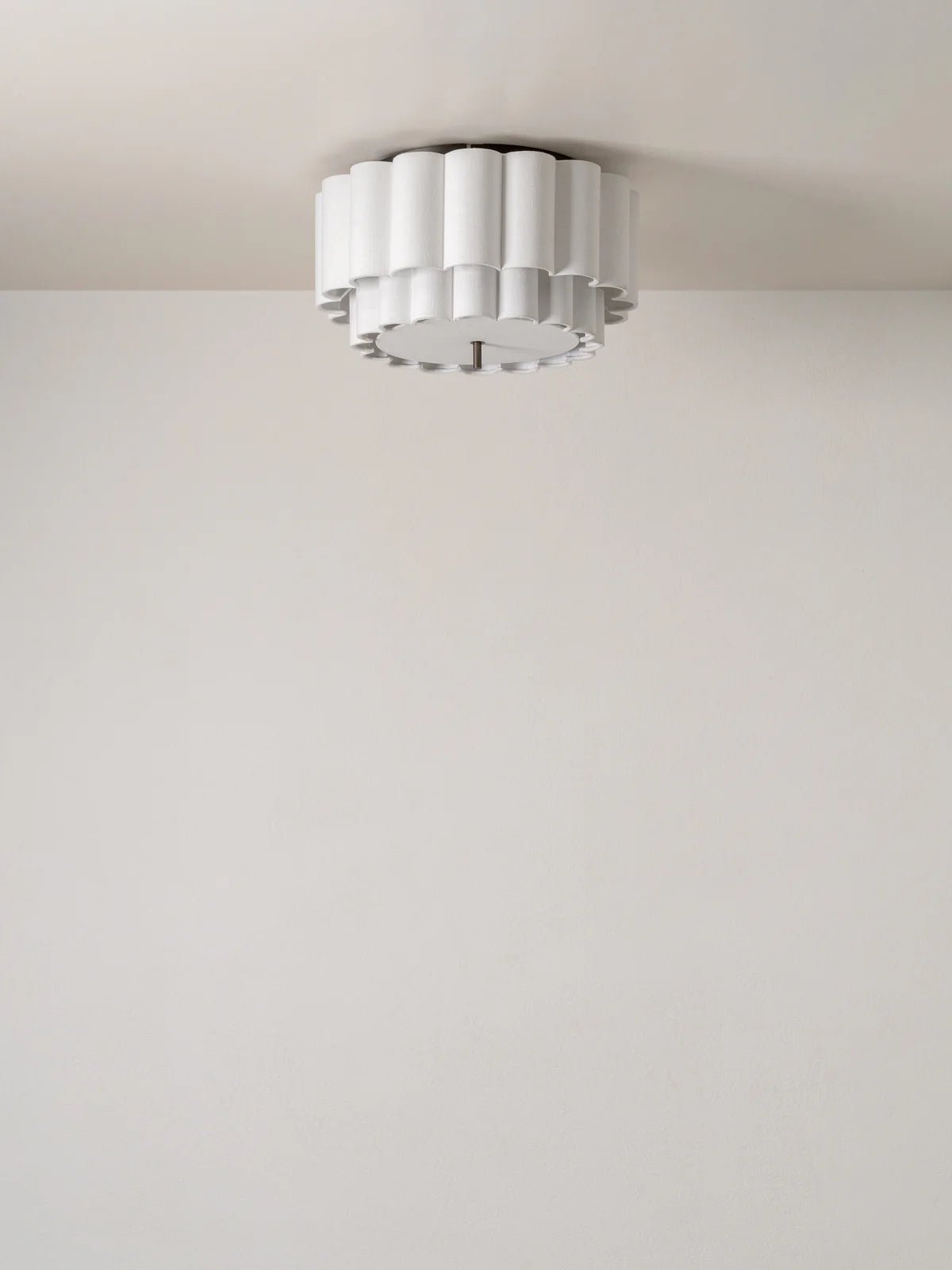 Folia - Scalloped Natural Linen Flush Pendant - Ceiling Lights Lights&Lamps Loom Collection Dubai