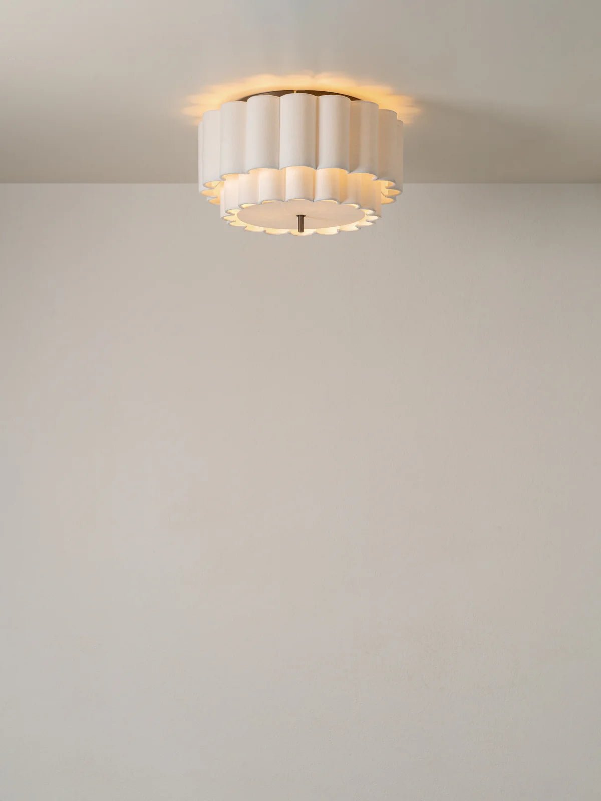 Folia - Scalloped Natural Linen Flush Pendant - Ceiling Lights Lights&Lamps Loom Collection Dubai