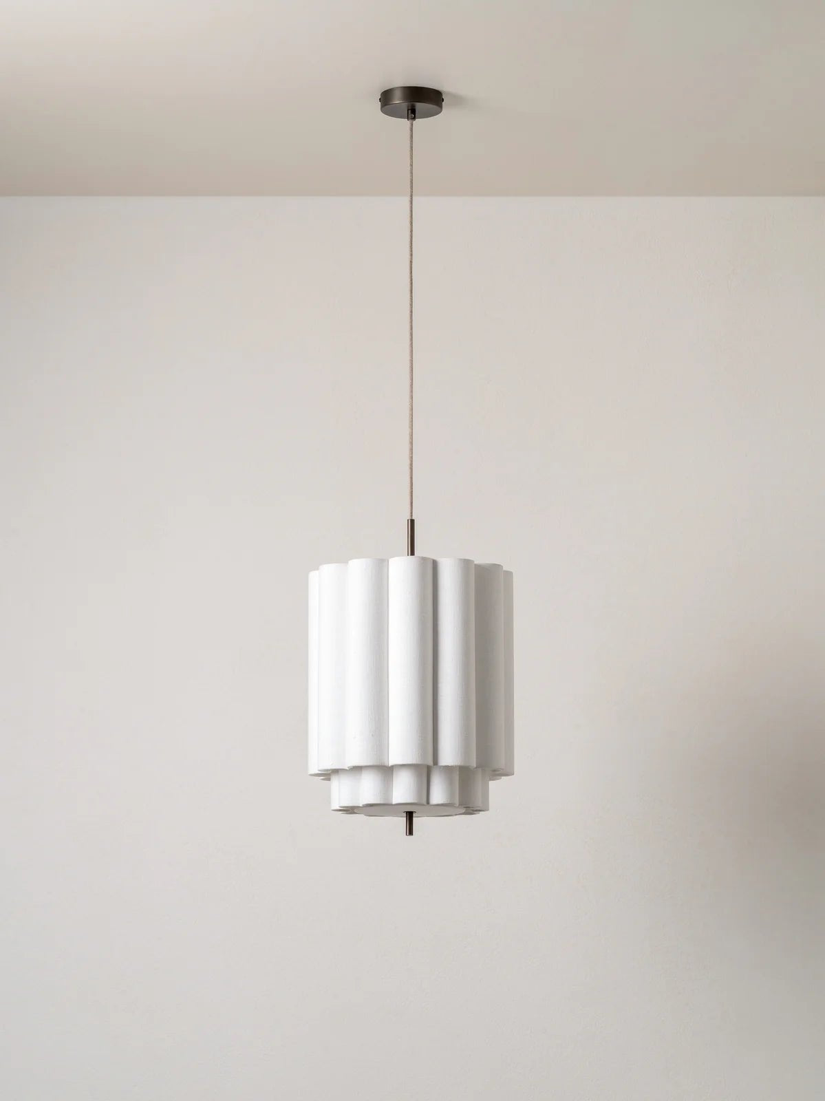 Folia - Small Scalloped Natural Linen Pendant - Ceiling Lights Lights&Lamps Loom Collection Dubai
