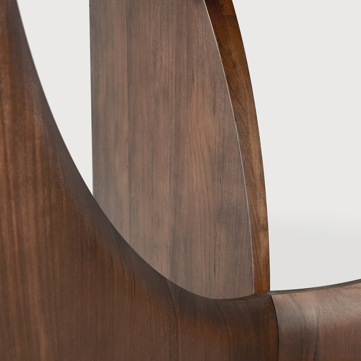 Geometric Round Dining Table - Teak Brown