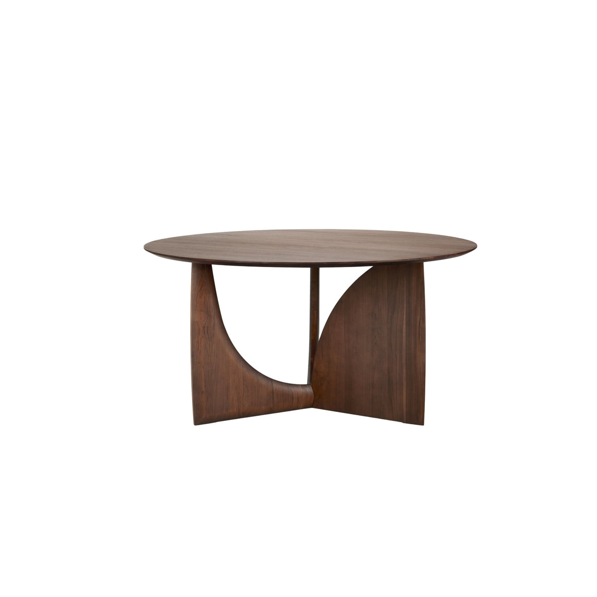 Geometric Round Dining Table - Teak Brown