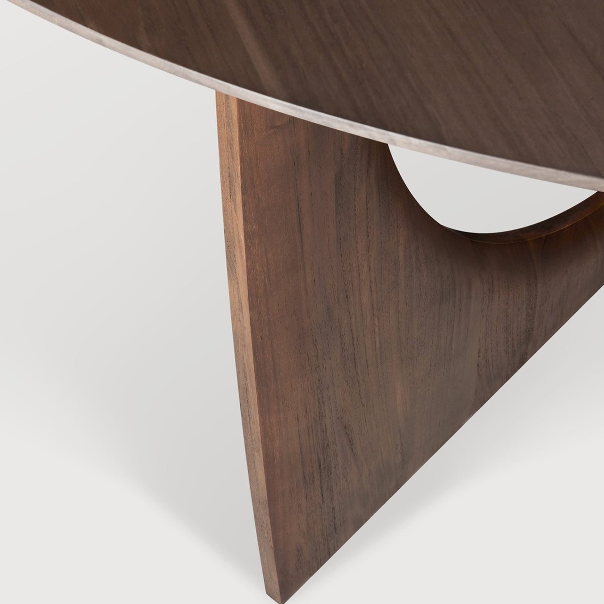 Geometric Round Dining Table - Teak Brown