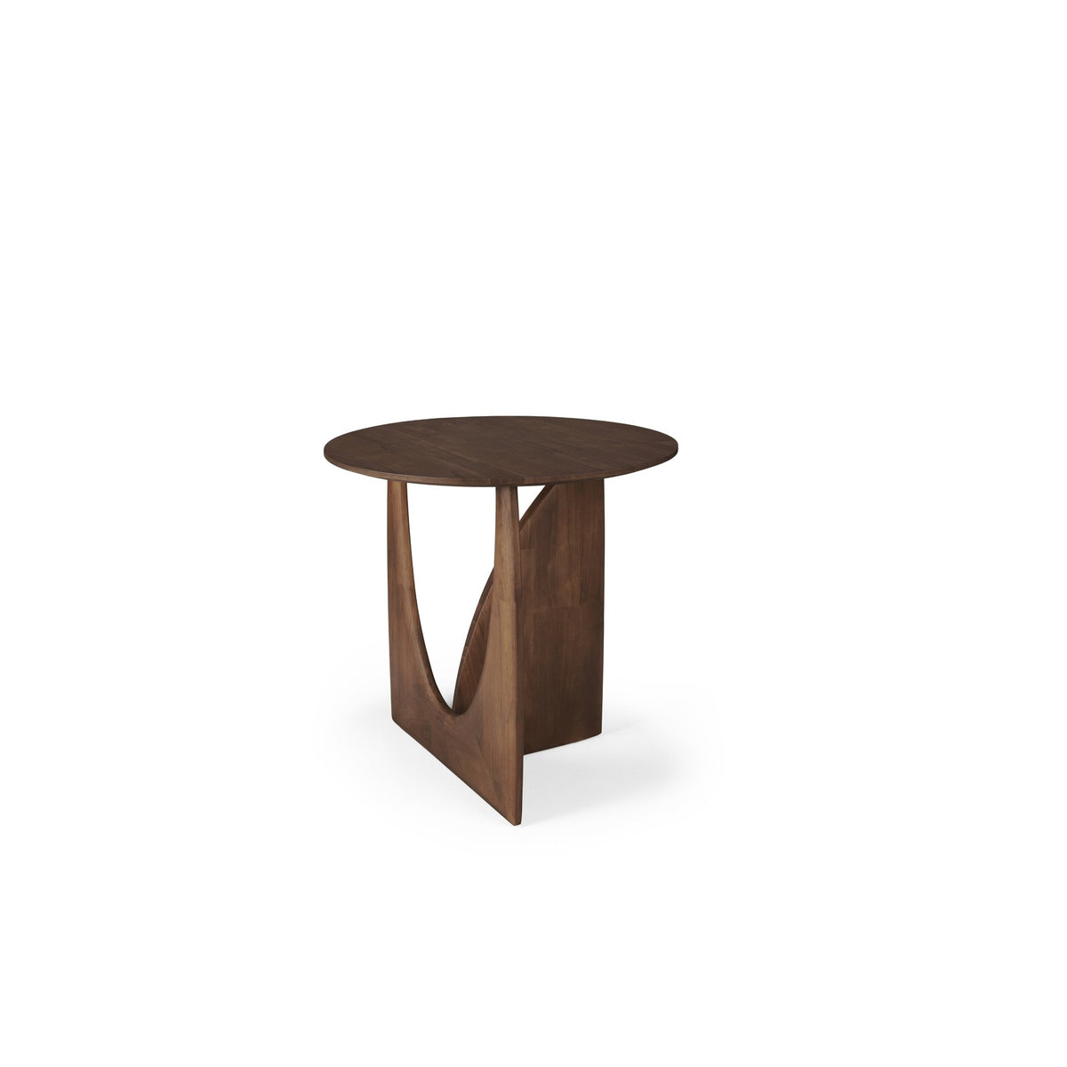Geometric Side Table - Varnished Teak - Brown