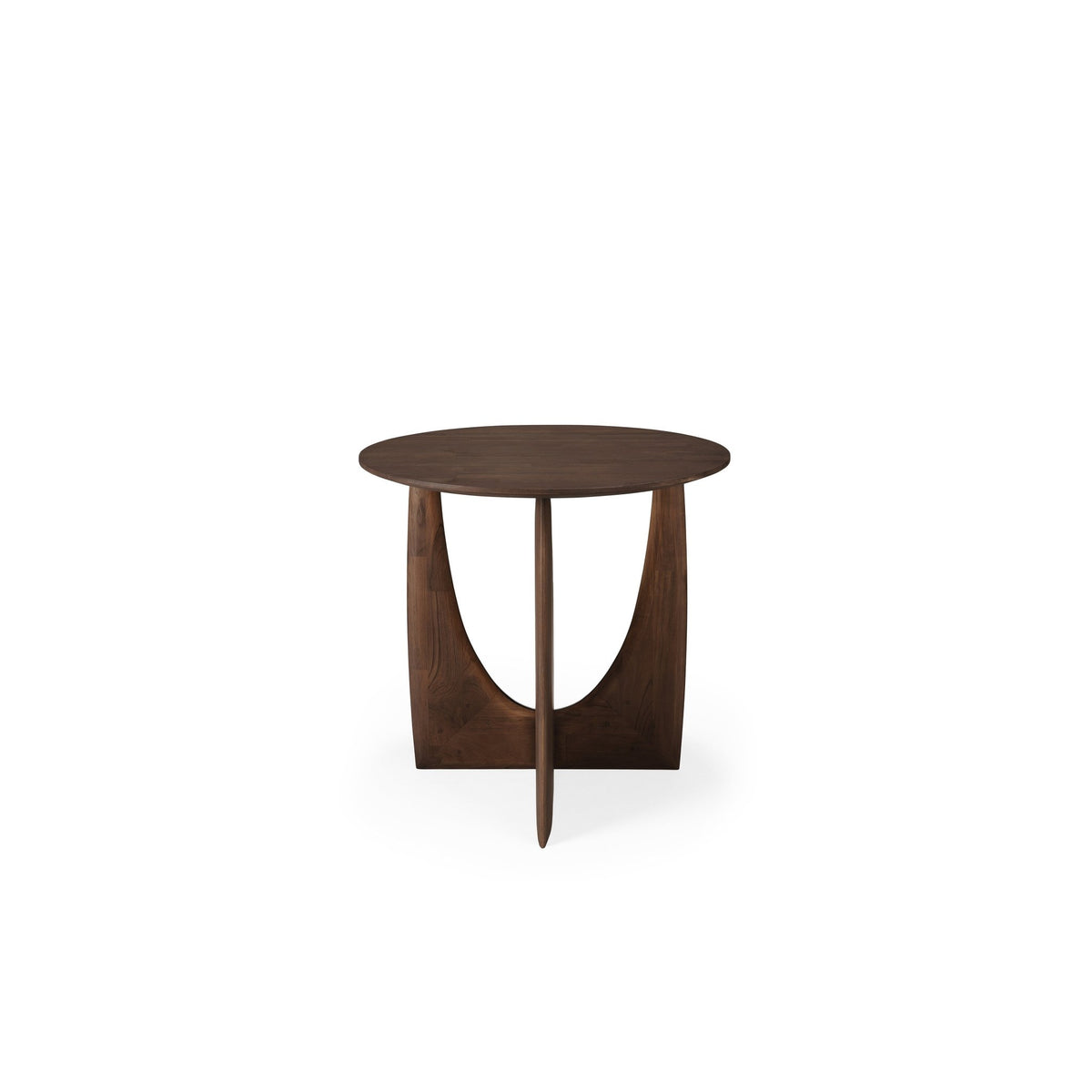 Geometric Side Table - Varnished Teak - Brown