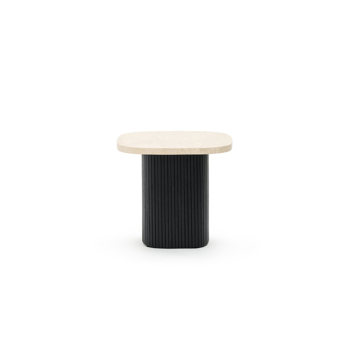 Gion Coffee Table 55 - Black Oak & Travertine