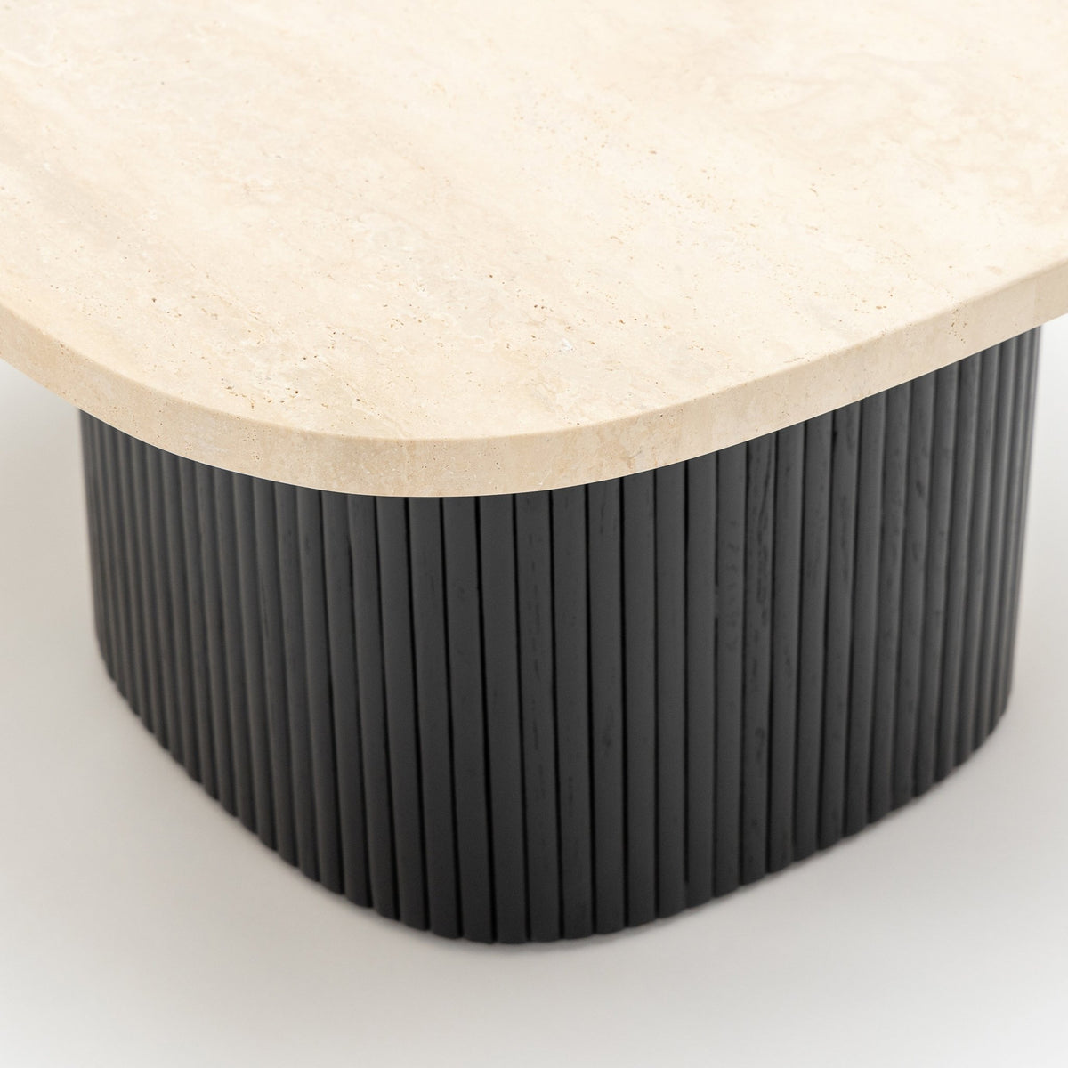 Gion Coffee Table 70 - Black Oak & Travertine - Coffee Tables Tolv Loom Collection Dubai