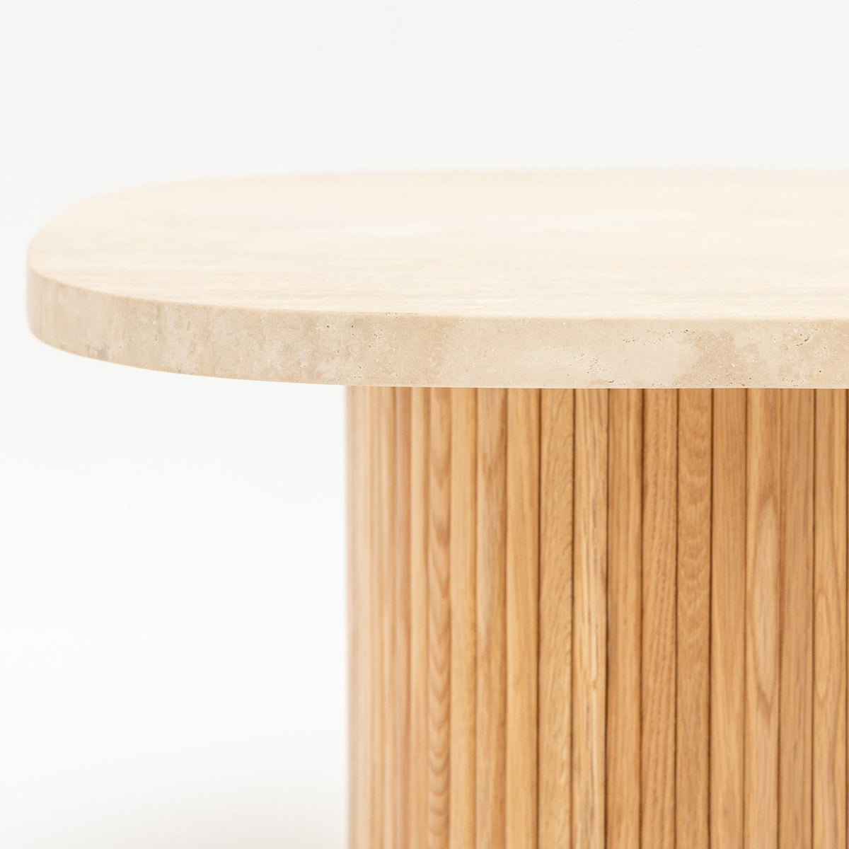 Gion Coffee Table 70 - Light Oak & Travertine - Coffee Tables Tolv Loom Collection Dubai
