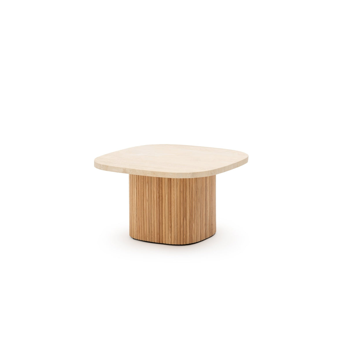 Gion Coffee Table 70 - Light Oak & Travertine - Coffee Tables Tolv Loom Collection Dubai