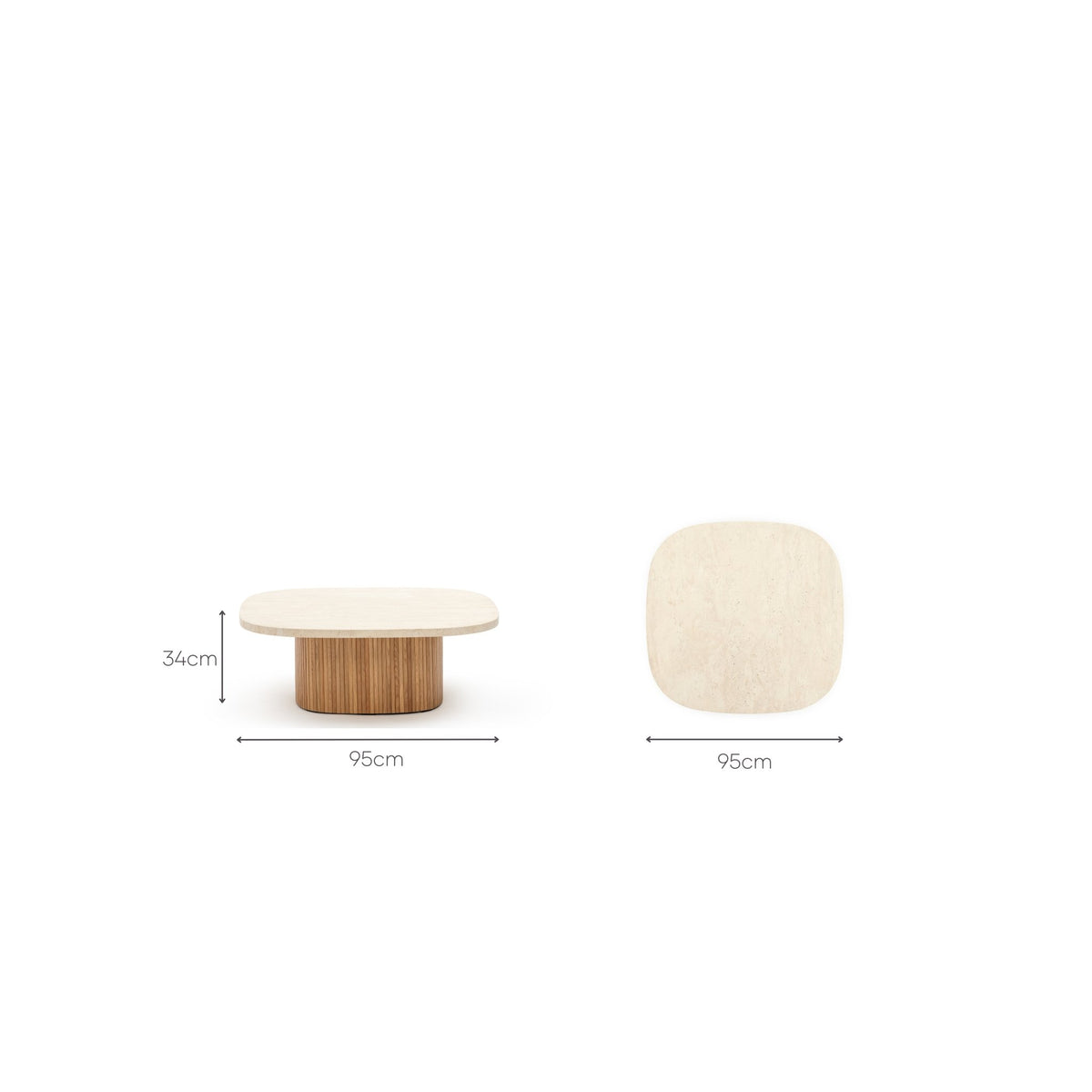 Gion Coffee Table 95 - Light Oak & Travertine - Coffee Tables Tolv Loom Collection Dubai