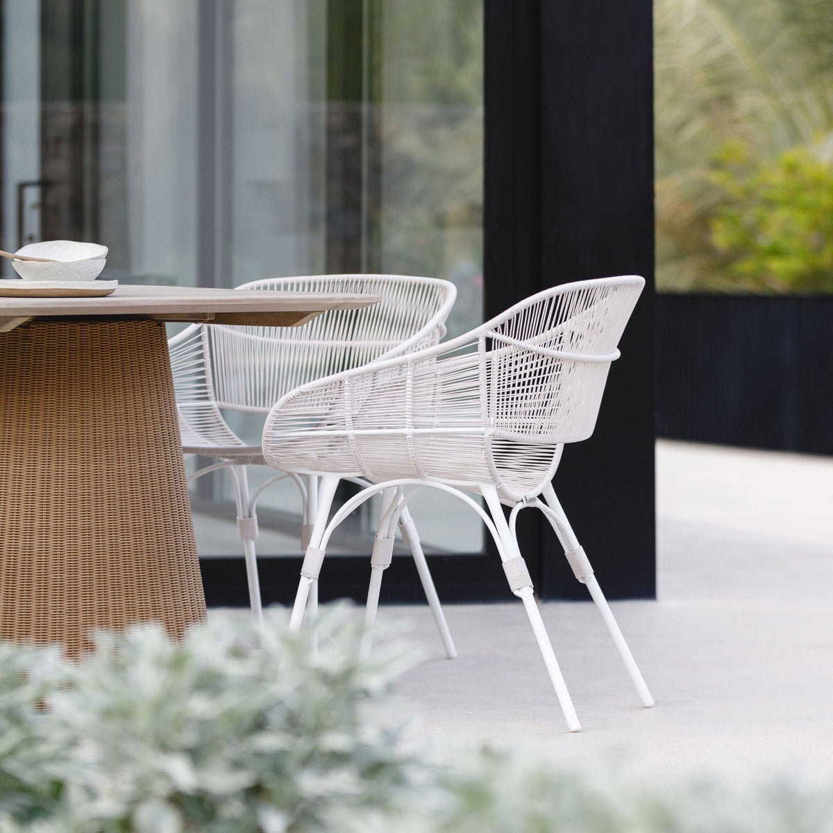 Girona Dining Table - Age Teak & Natural - Round Dining Tables Loom Collection Loom Collection Dubai