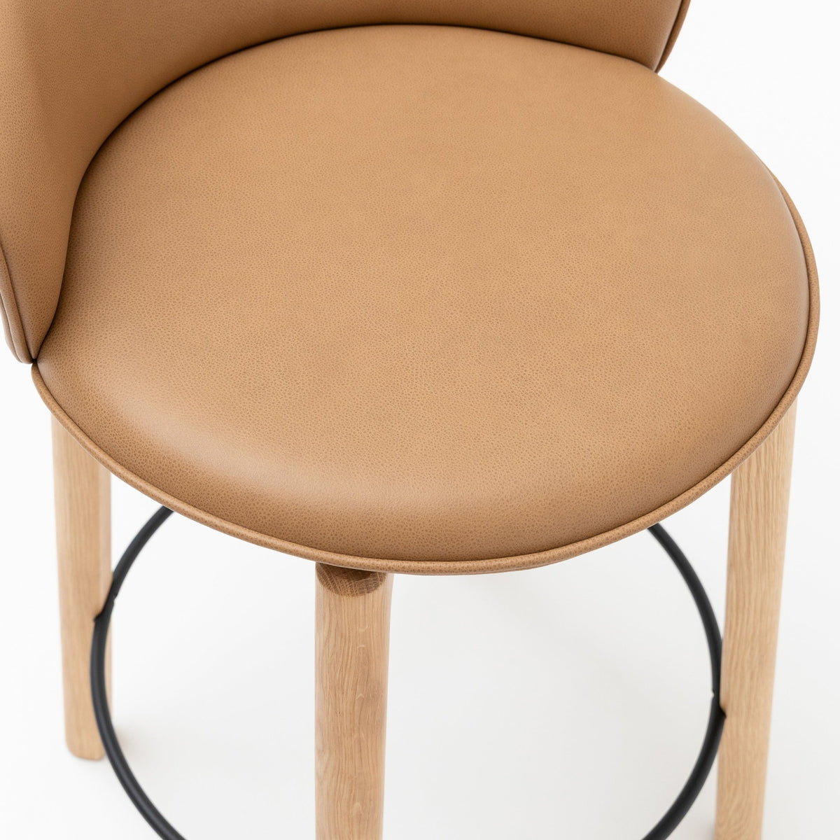 Glide Counter Chair - Light Oak & Pecan Leather