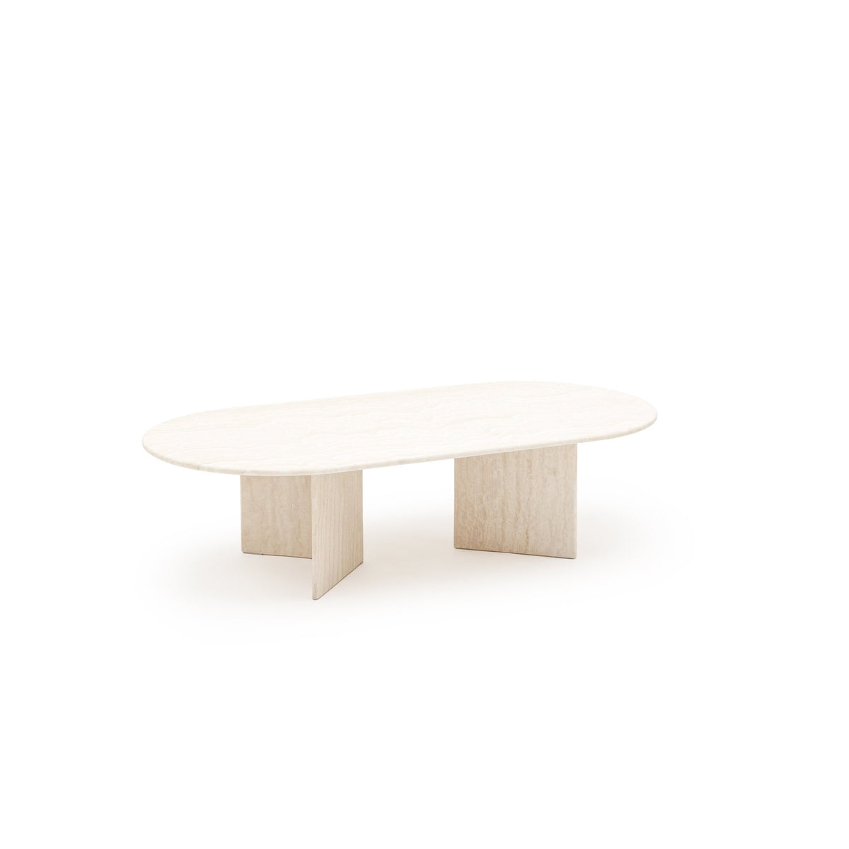 Haven Oval Coffee Table - White Travertine