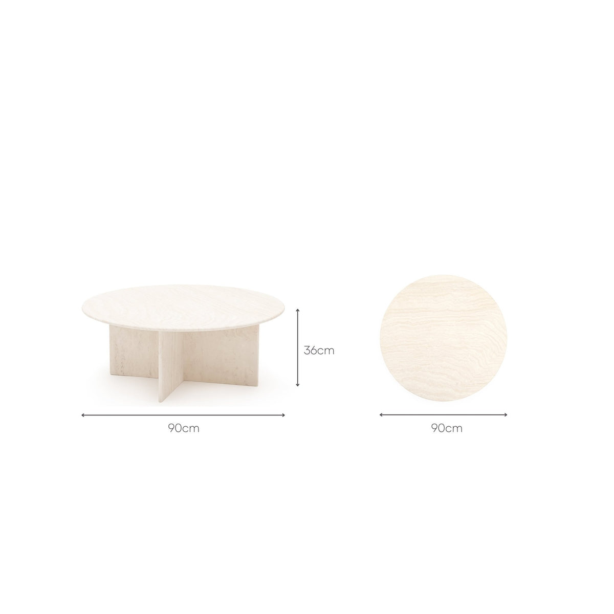 Haven Round Coffee Table - White Travertine