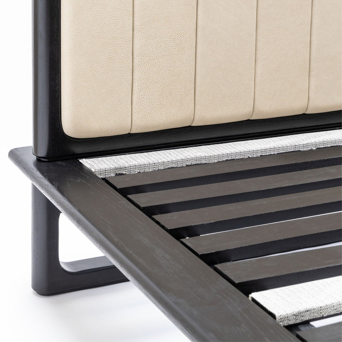 Hover Bed - Black Oak & Limestone Leather - Beds Tolv Loom Collection Dubai
