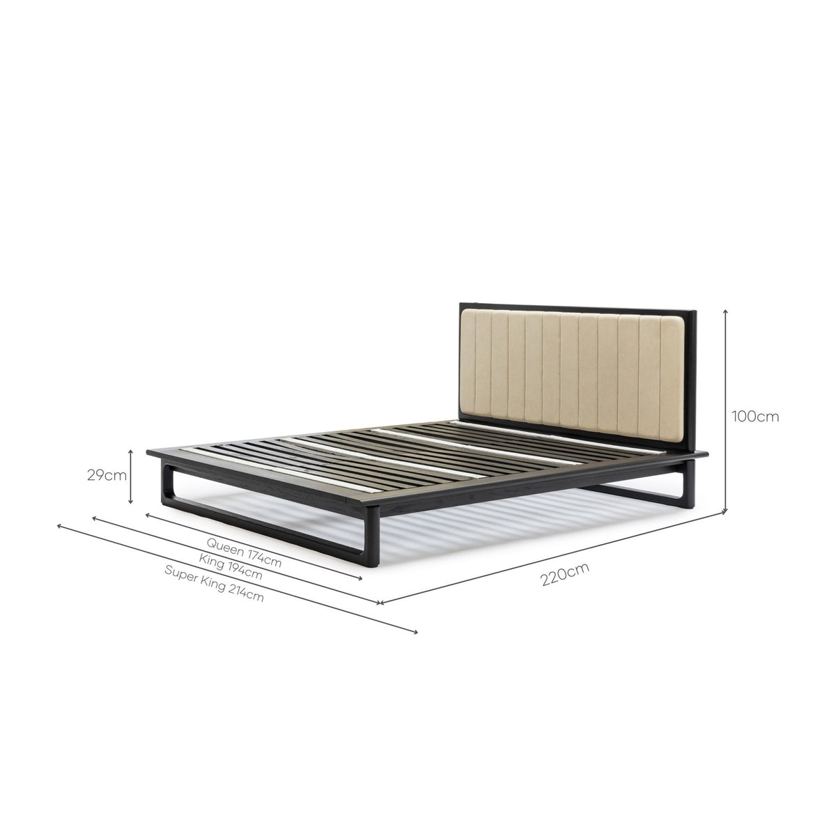 Hover Bed - Black Oak & Limestone Leather - Beds Tolv Loom Collection Dubai