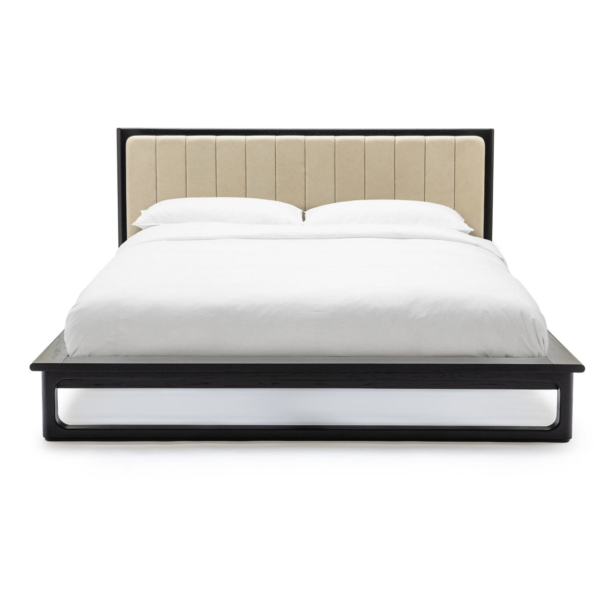 Hover Bed - Black Oak & Limestone Leather - Beds Tolv Loom Collection Dubai