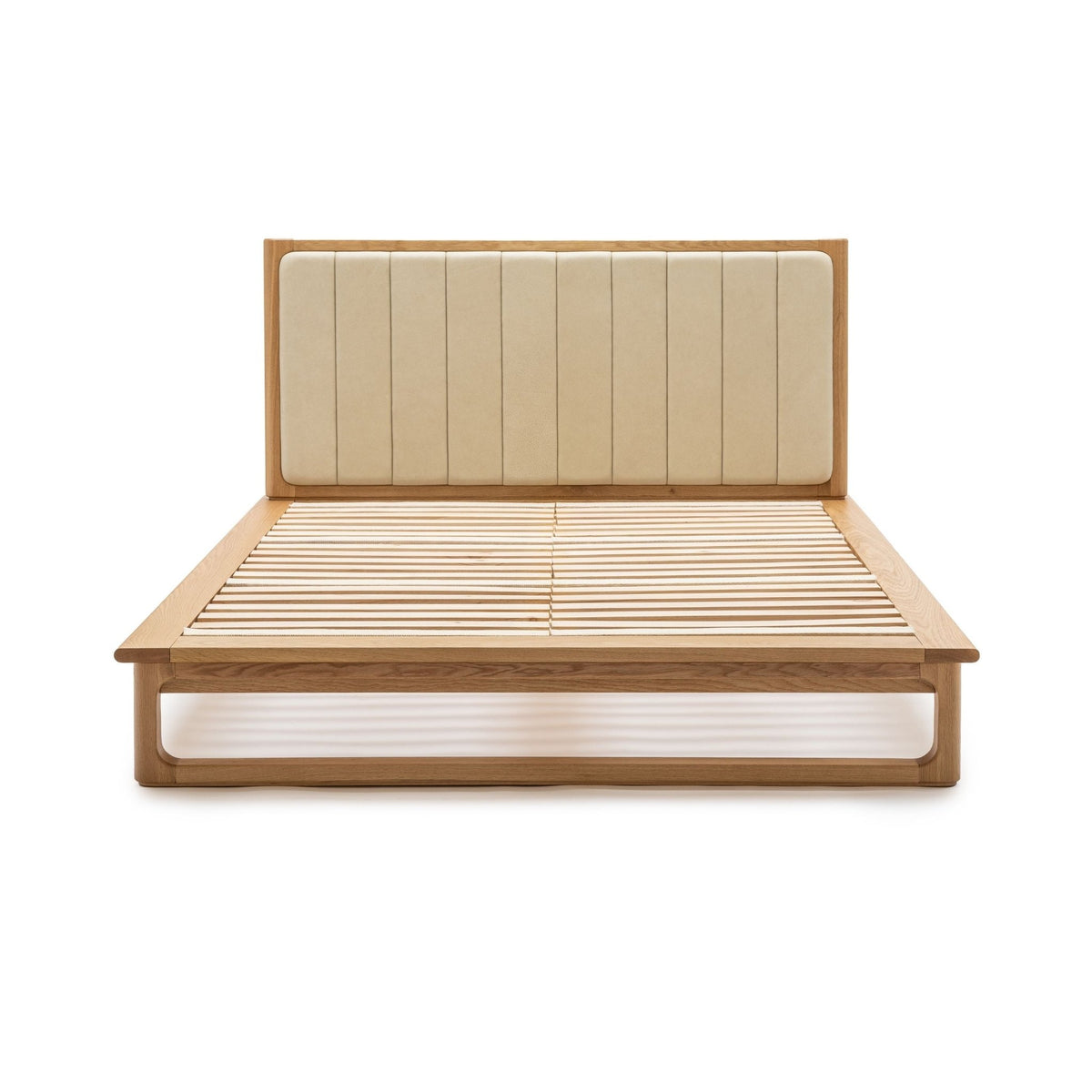 Hover Bed - Light Oak & Limestone Leather - Beds Tolv Loom Collection Dubai