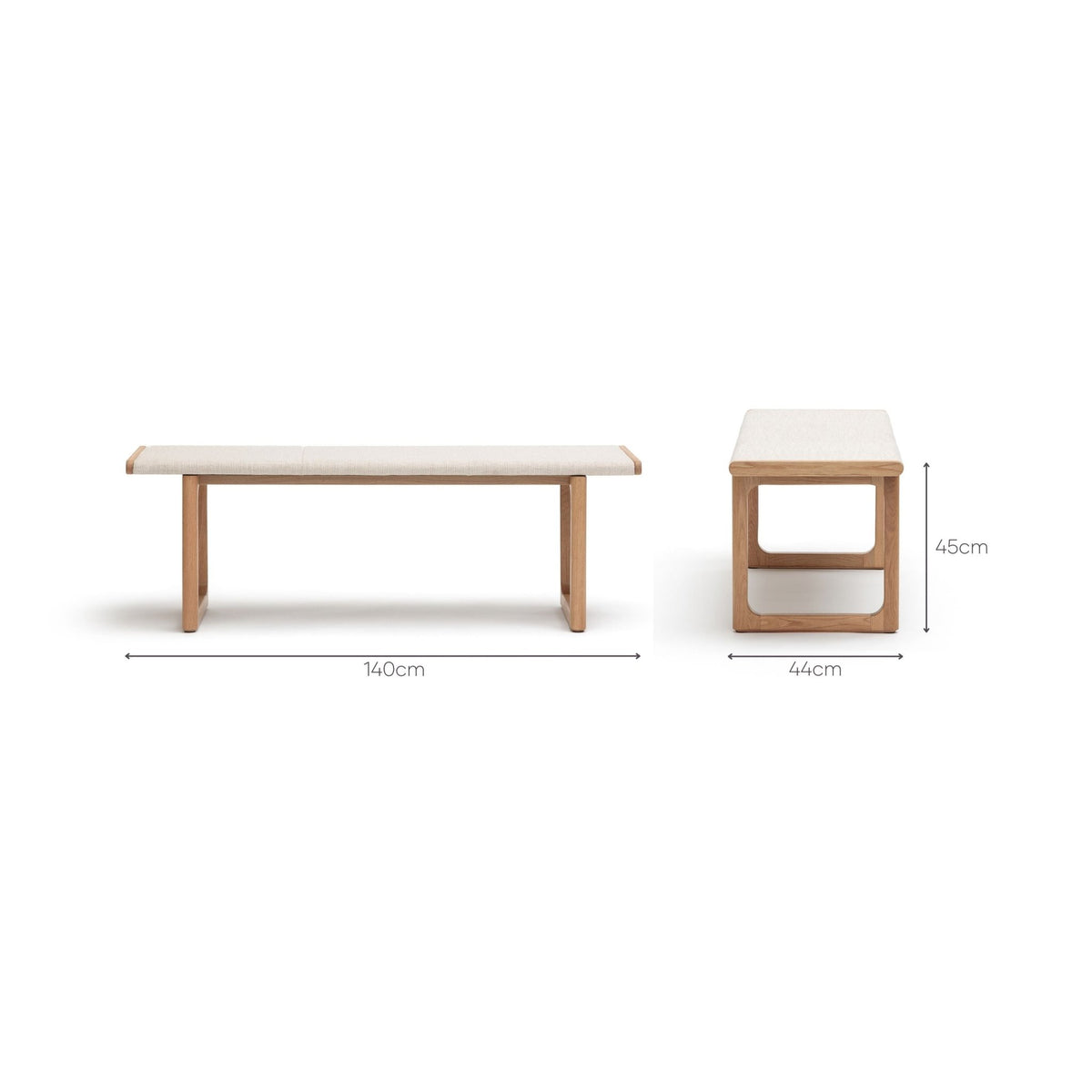 Hover Bench - Light Oak & Oatmeal - Benches Tolv Loom Collection Dubai